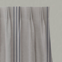 Blue Striped Linen Pleated Curtains - Telma Deep Blue - Natural base fabric.