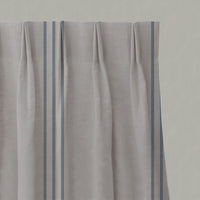 Blue Striped Linen Pleated Curtains - Telma Denim - Natural base fabric.