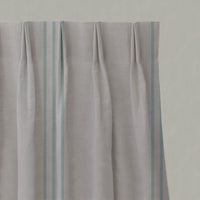 Blue Striped Linen Pleated Curtains - Telma Duckegg - Natural base fabric.