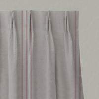 Pink Striped Linen Pleated Curtains - Telma Dusty Pink - Natural base fabric.