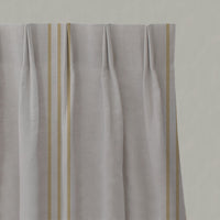 Yellow Striped Linen Pleated Curtains - Telma Mustard - Natural base fabric.