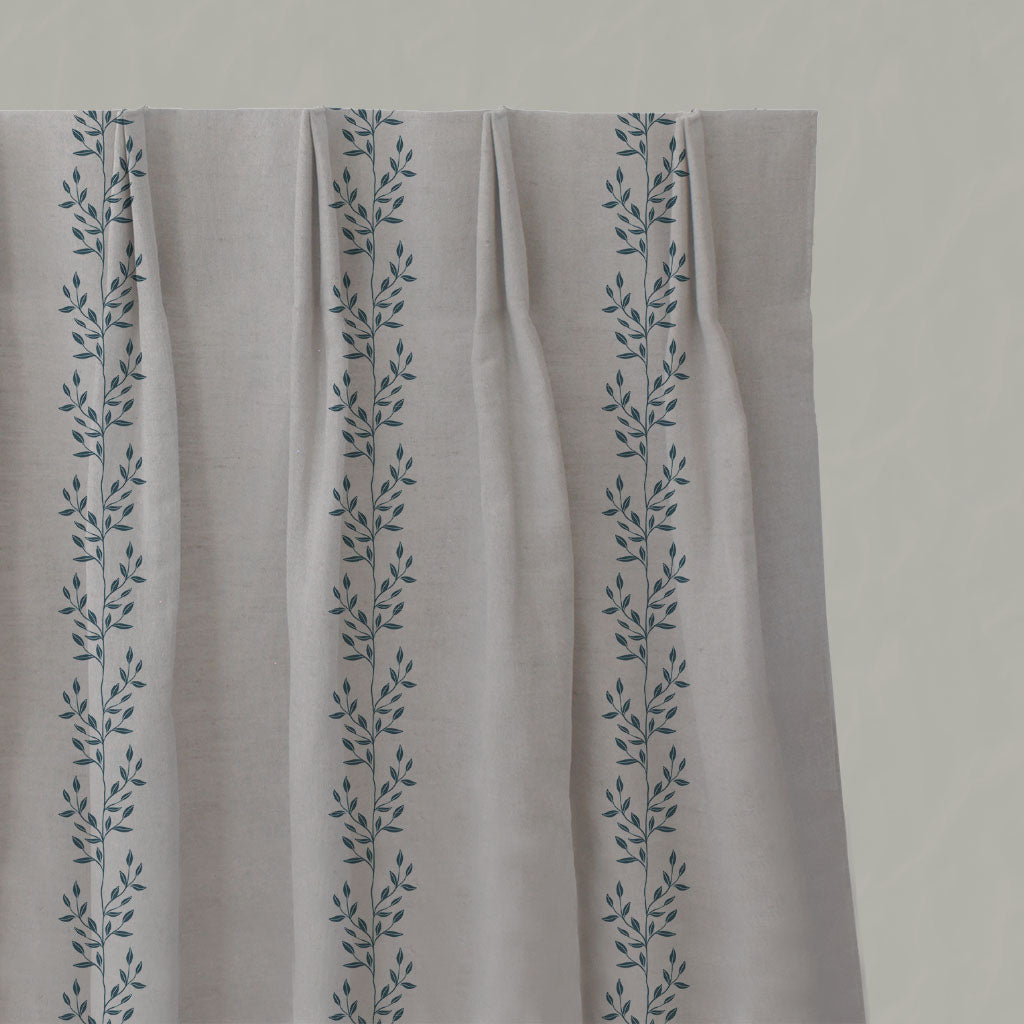 Shena Blue Stone - Natural fabric with botanical Blue print