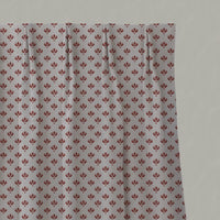 Red Botanical Linen Pleated Curtain - Olgie Crimson Red - Natural base fabric.