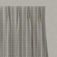 Green Floral Stripe Linen Pleated Curtain - Silvian Khaki - Natural base fabric.