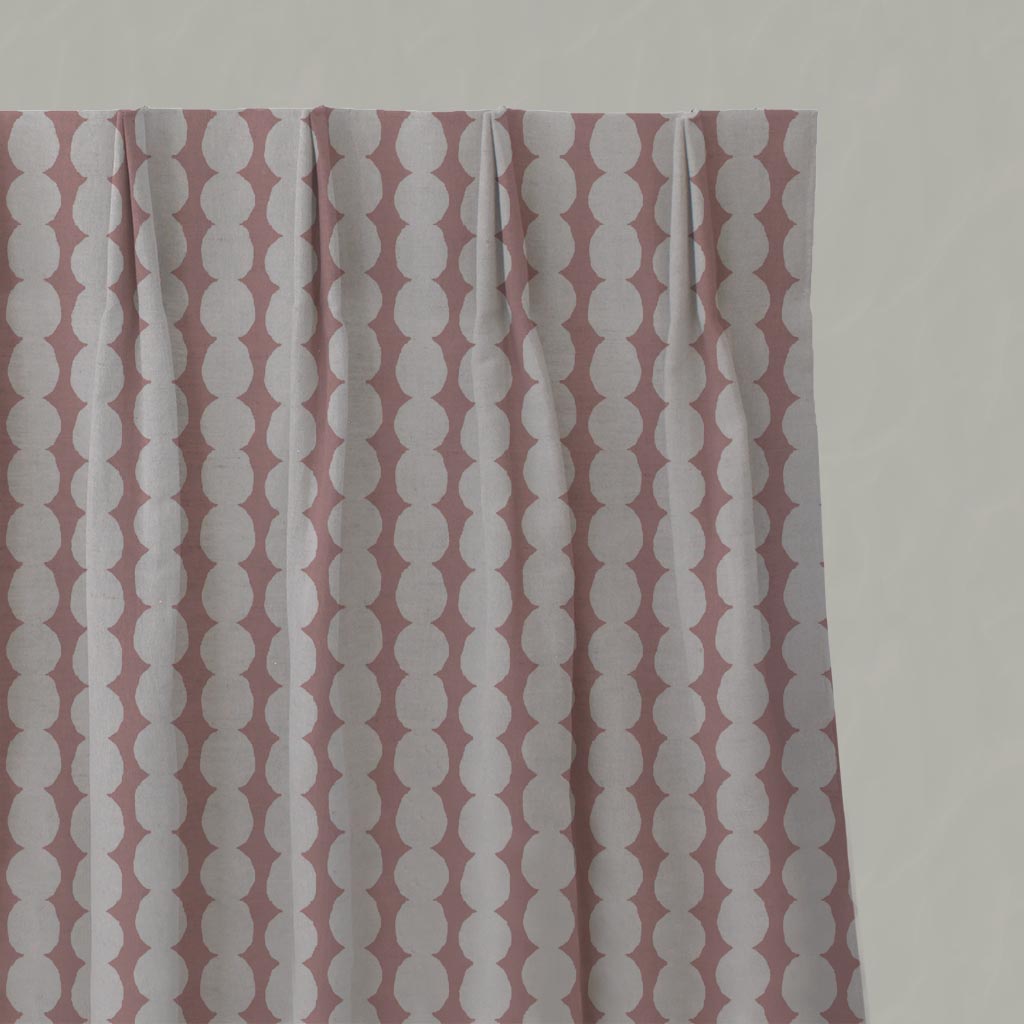 Pink Abstract Linen Pleated Curtain - Telita Dusty Pink - Natural base fabric.