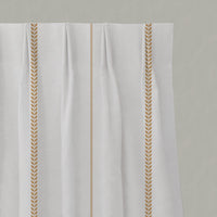 Orange / Yellow Striped Linen Pleated Curtains - Berit Ochre - White base fabric.