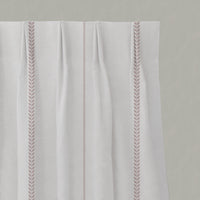 Pink Striped Linen Pleated Curtains - Berit Peony - White base fabric.
