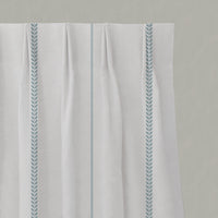 Blue Striped Linen Pleated Curtains - Berit Shadow Blue - White base fabric.