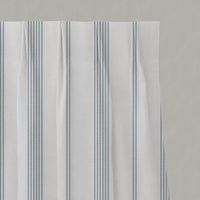 Blue Striped Linen Pleated Curtains - Brea Agate Blue-WHT - White base fabric.