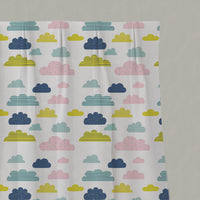Yellow Kids Linen Pleated Curtains - Cloud Dreams Circus - White base fabric.