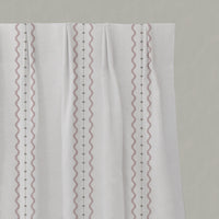 Pink Striped Linen Pleated Curtains - Daphne Peony-WHT - White base fabric.