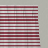 Red Striped Linen Pleated Curtains - Della Wine-WHT - White base fabric.