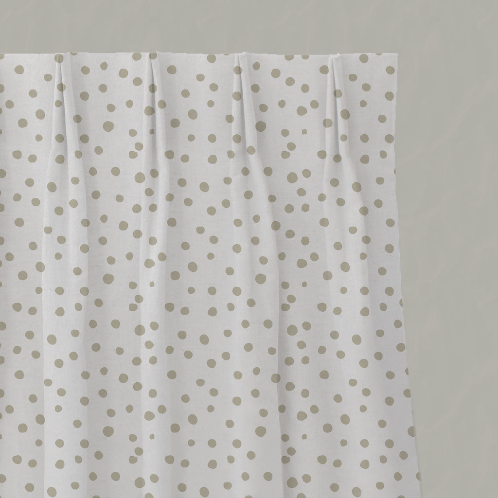 Neutral / Grey Spotted Linen Pleated Curtains - Dottie Clay-WHT - White base fabric.