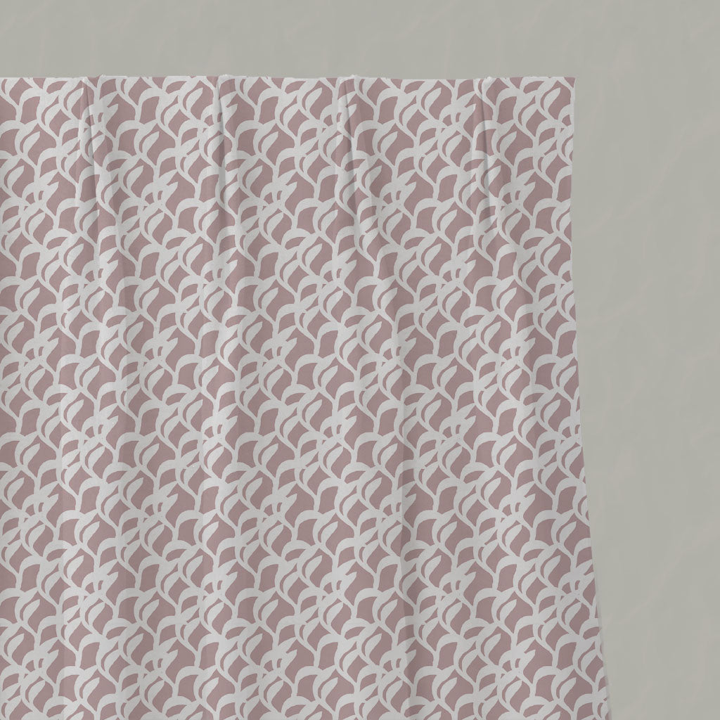 Pink Botanical Linen Pleated Curtains - Edlyn Peony-WHT - White base fabric.
