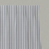 Blue Striped Linen Pleated Curtains - Evianne Ink-WHT - White base fabric.