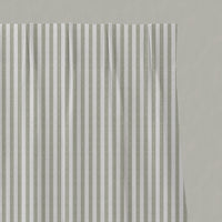 Green Striped Linen Pleated Curtains - Evianne Moss-WHT - White base fabric.