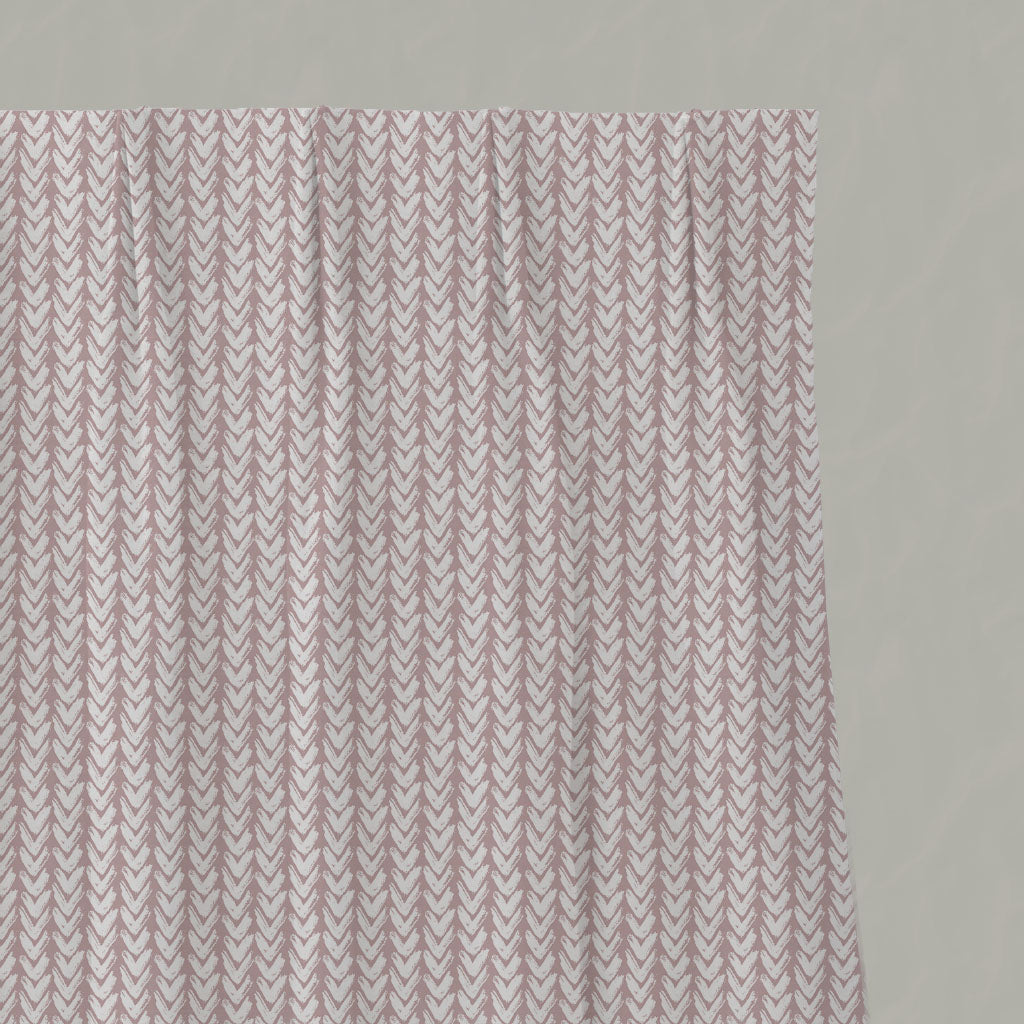 Pink Patterned Linen Pleated Curtains - Fia Peony - White base fabric.