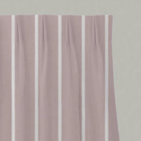 Pink Striped Linen Pleated Curtain - Franny Peony-WHT - White base fabric.