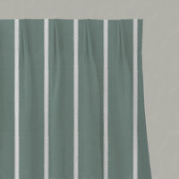 Light Green Striped Linen Pleated Curtain - Franny Sage-WHT - White base fabric.