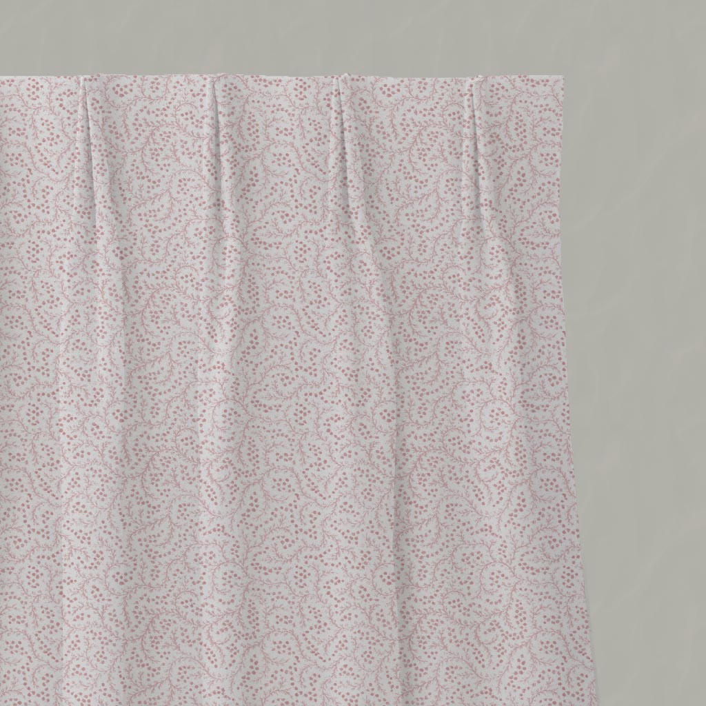 Pink Abstract Linen Pleated Curtain - Freeda Dusty Pink-WHT - White base fabric.