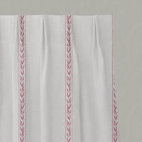Pink Striped Linen Pleated Curtains - Helena Autumn Pink - White base fabric.