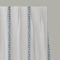 Blue Striped Linen Pleated Curtains - Helena Ink - White base fabric.