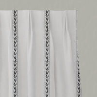 Black Striped Linen Pleated Curtains - Helena Noir - White base fabric.