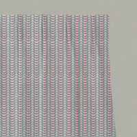 Red Patterned Linen Pleated Curtains - Hilda Cherry - White base fabric.