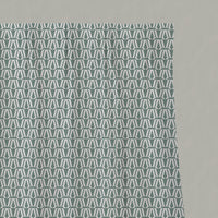 Green Patterned Linen Pleated Curtains - Ilva Sage - White base fabric.