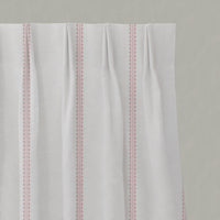 Pink Striped Linen Pleated Curtains - Imogen Dusty Pink - White base fabric.