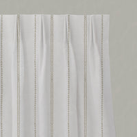 Neutral / Grey Striped Linen Pleated Curtains - Inga Clay - White base fabric.