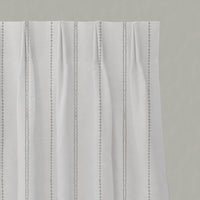 Neutral / Grey Striped Linen Pleated Curtains - Inga Grey Sand - White base fabric.