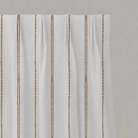 Brown Striped Linen Pleated Curtains - Inga Sand - White base fabric.