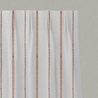 Red / Orange Striped Linen Pleated Curtains - Inga Terracotta - White base fabric.