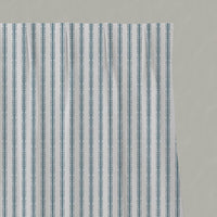 Blue Striped Linen Pleated Curtain - Kamillah Paris Blue-WHT - White base fabric.