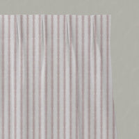 Pink Striped Linen Pleated Curtain - Kamillah Peony-WHT - White base fabric.