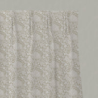 Neutral / Grey Floral Linen Pleated Curtains - Katarina Clay - White base fabric.