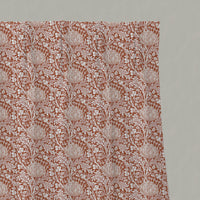 Red / Orange Floral Linen Pleated Curtains - Katarina Terracotta - White base fabric.