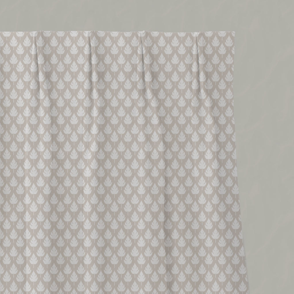 Neutral / Cream Botanical Linen Pleated Curtains - Kira SandWind - White base fabric.