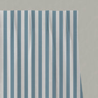 Blue Striped Linen Pleated Curtains - Liliana Blue Mist-WHT - White base fabric.