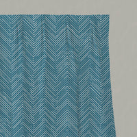 Blue Patterned Linen Pleated Curtains - Lulu Blue Stone - White base fabric.
