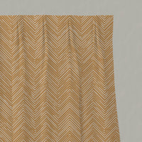 Orange / Yellow Patterned Linen Pleated Curtains - Lulu Ochre - White base fabric.
