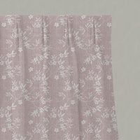 Pink Floral Linen Pleated Curtains - Merisa Peony - White base fabric.