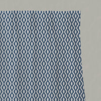 Blue Patterned Linen Pleated Curtains - Oona Denim - White base fabric.
