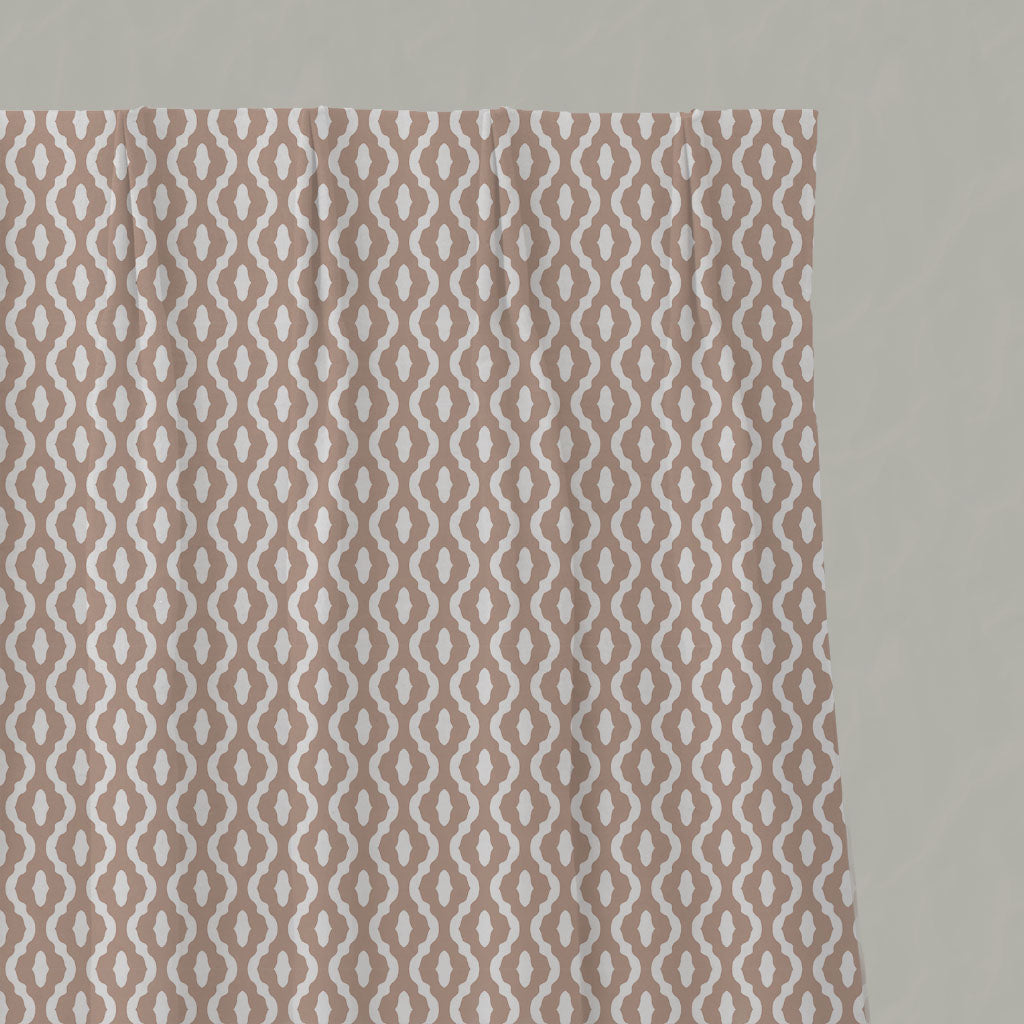Pink Patterned Linen Pleated Curtains - Oona New Blush - White base fabric.