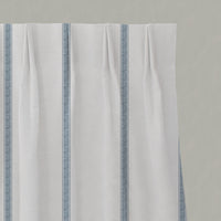 Blue Striped Linen Pleated Curtains - Rune Agate Blue - White base fabric.