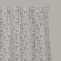 Grey / Pink Floral Linen Pleated Curtains - Ruth Peony - White base fabric.
