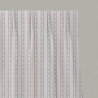 Pink Floral Stripe Linen Pleated Curtain - Silvian Peony-WHT - White base fabric.