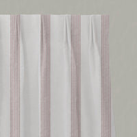 Pink Striped Linen Pleated Curtains - Sumi Peony-WHT - White base fabric.