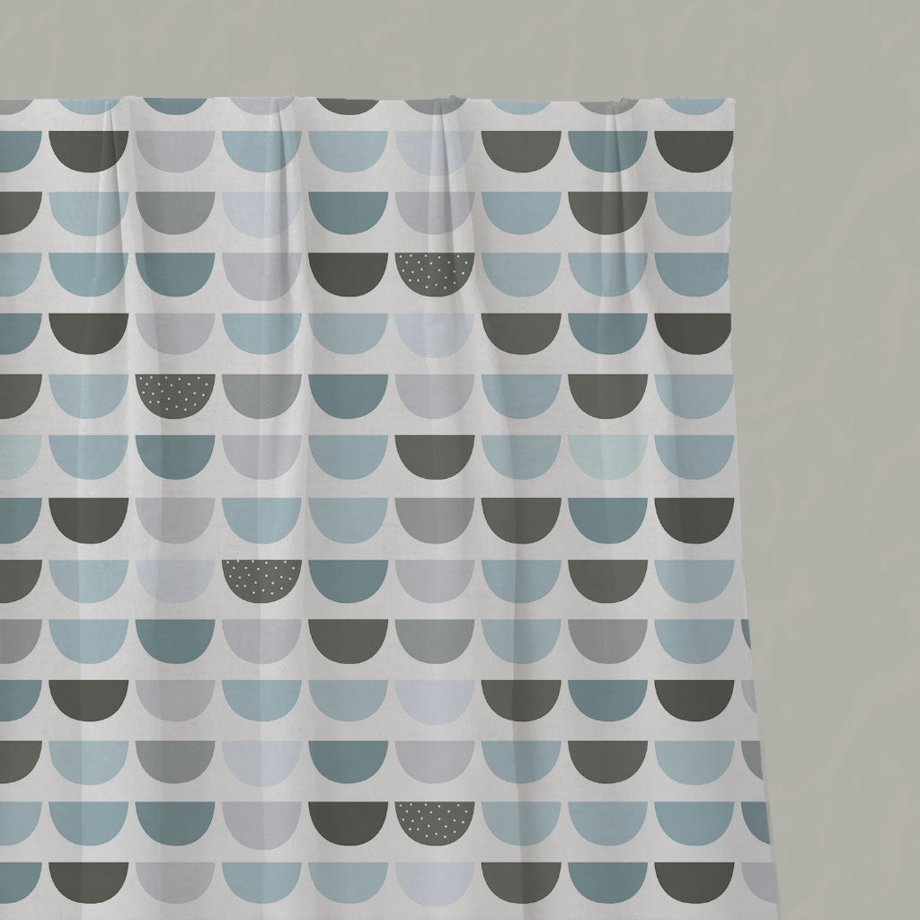 Blue Kids Linen Pleated Curtains - Zippo Blue - White base fabric.